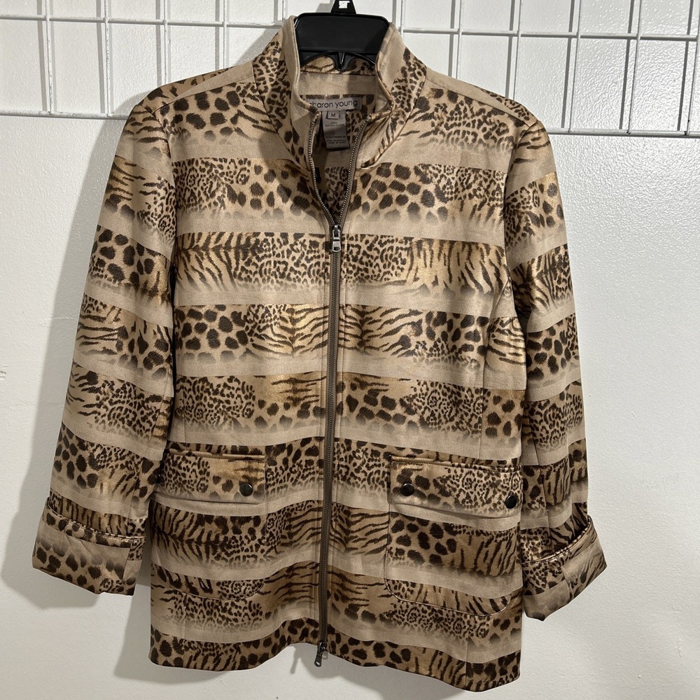 SHARON YOUNG WOMEN'S‎ M BLAZER BUSINESS OFFICE ANIMAL PRINT SKU 1686